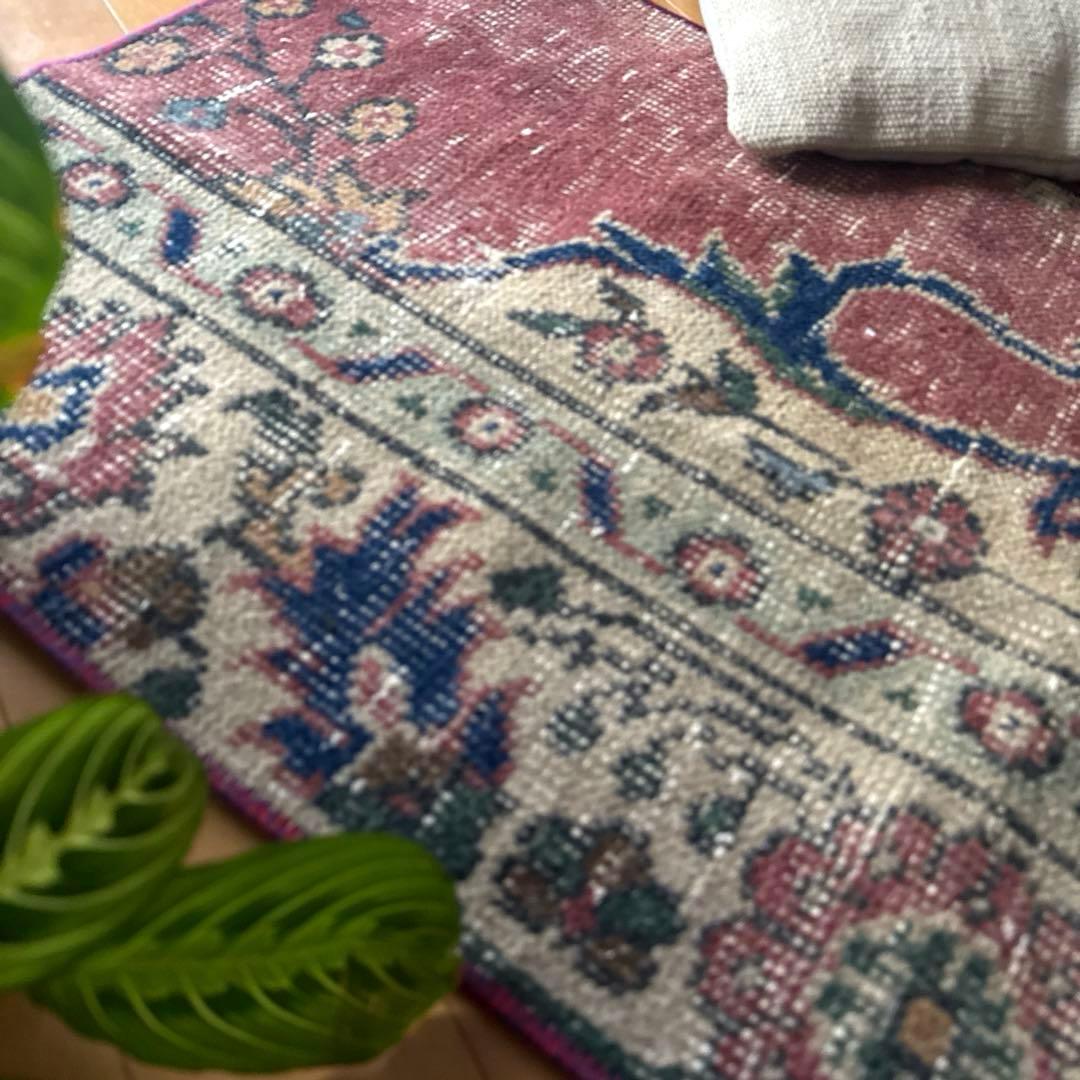 50.5×100.5 ボタニカルマット　アンティーク　トルコヴィンテージラグ