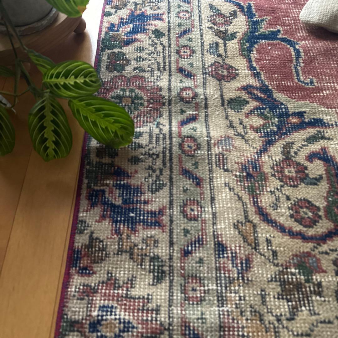 50.5×100.5 ボタニカルマット　アンティーク　トルコヴィンテージラグ