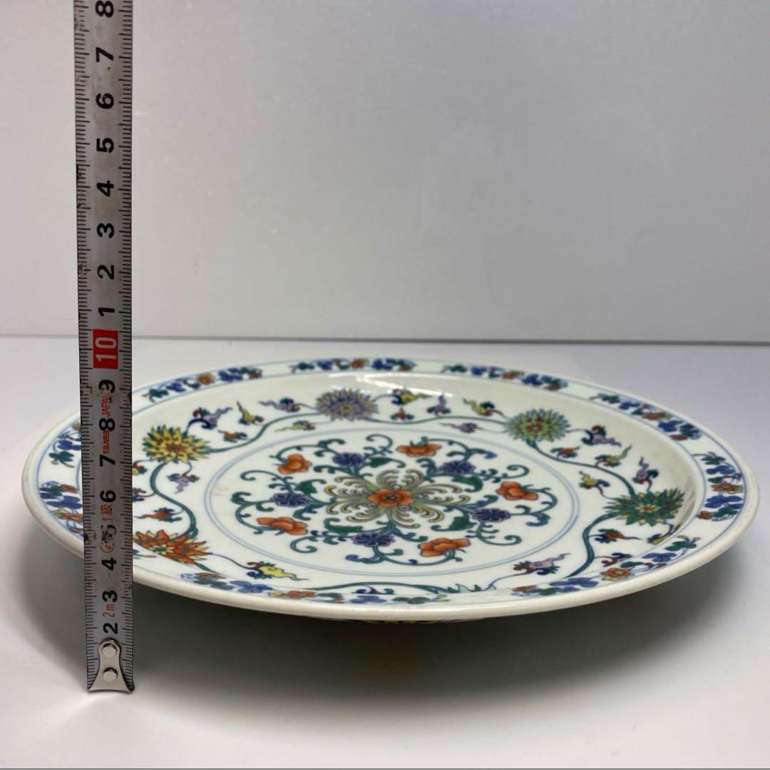 大清乾隆年製　中国美術　斗彩大皿　直径28.6cm y703