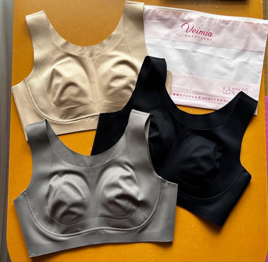 VEIMIA シームレス・胸を小さく見せるブラ　3枚セット　Lサイズ
