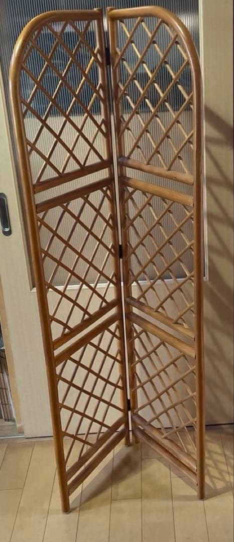 籐 ラタン チェスト三段 レトロ コーナーラック パーテーション 折りたたみ式