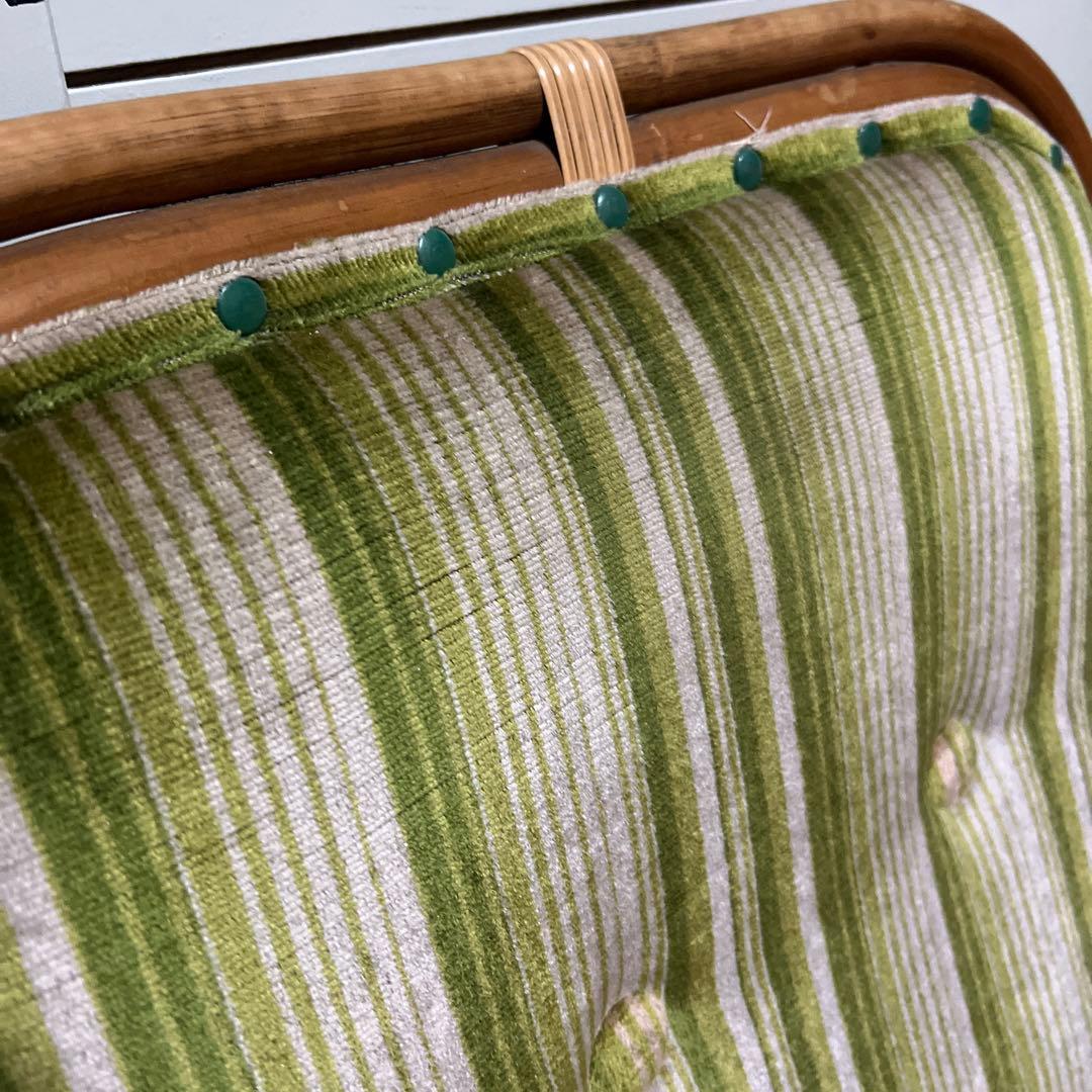 激レア　ラタン　ストライプチェア