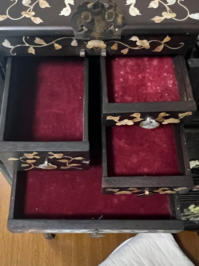 中国螺鈿化粧箱骨董 紫檀です