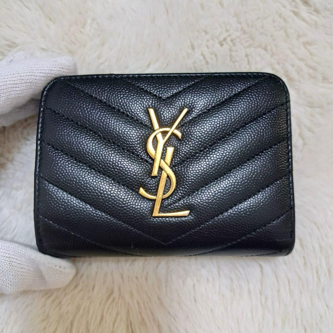 ✨極美品　レシートあり✨サンローラン　二つ折り　カサンドラ　キャビアスキン
