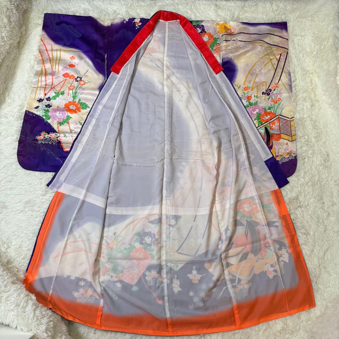 七五三　7歳　女の子　フルセット　正絹　紫　箱せこ　753 祝着