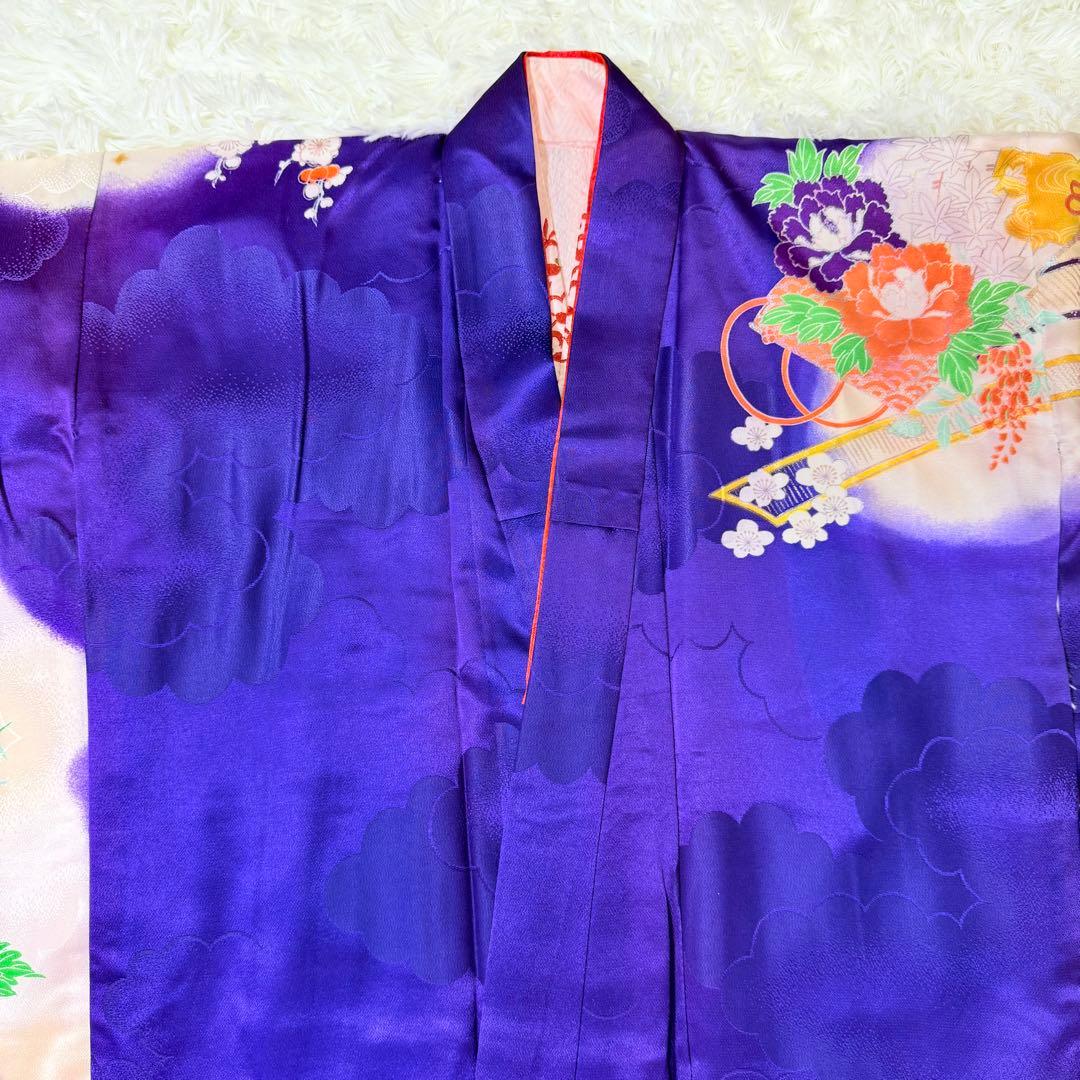 七五三　7歳　女の子　フルセット　正絹　紫　箱せこ　753 祝着