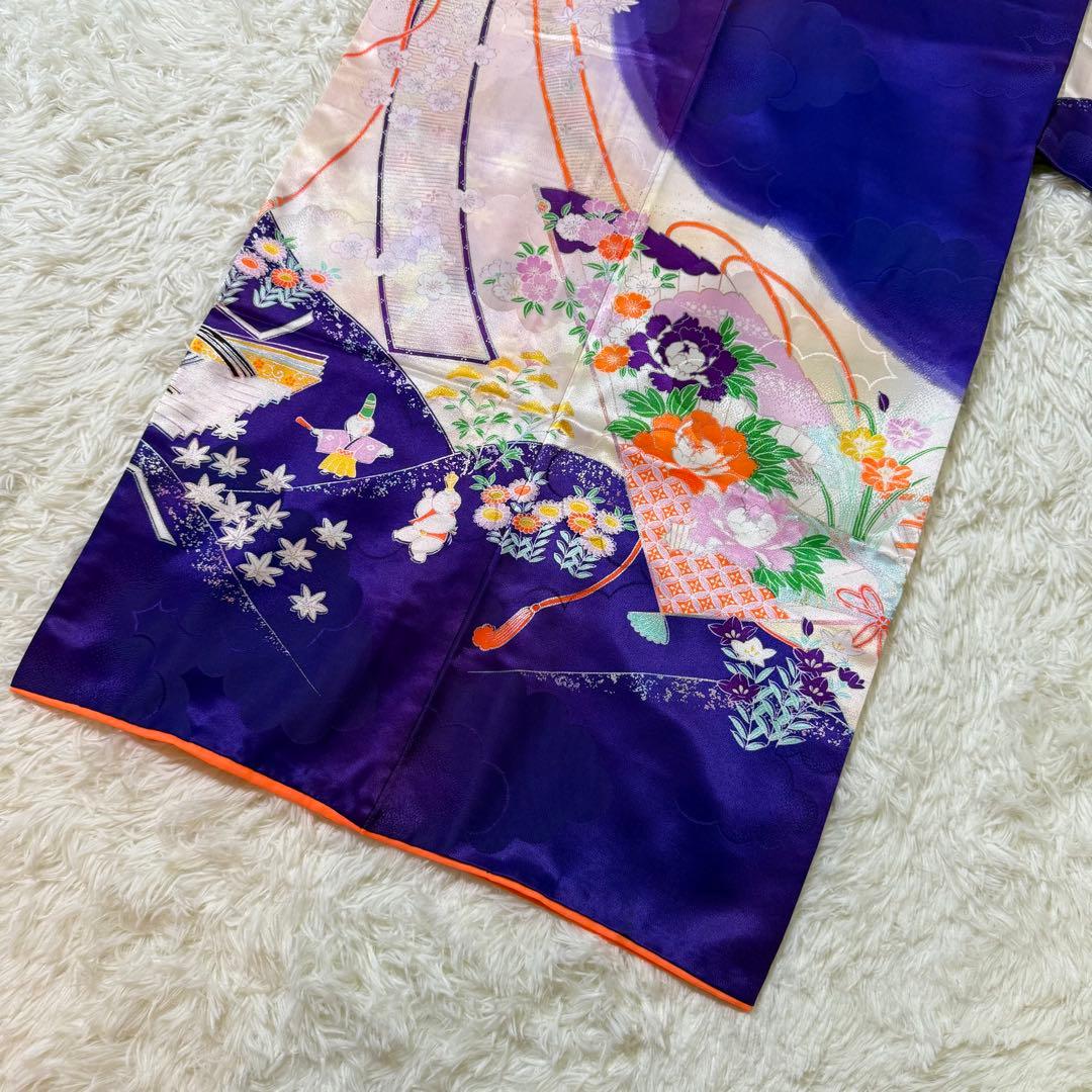 七五三　7歳　女の子　フルセット　正絹　紫　箱せこ　753 祝着