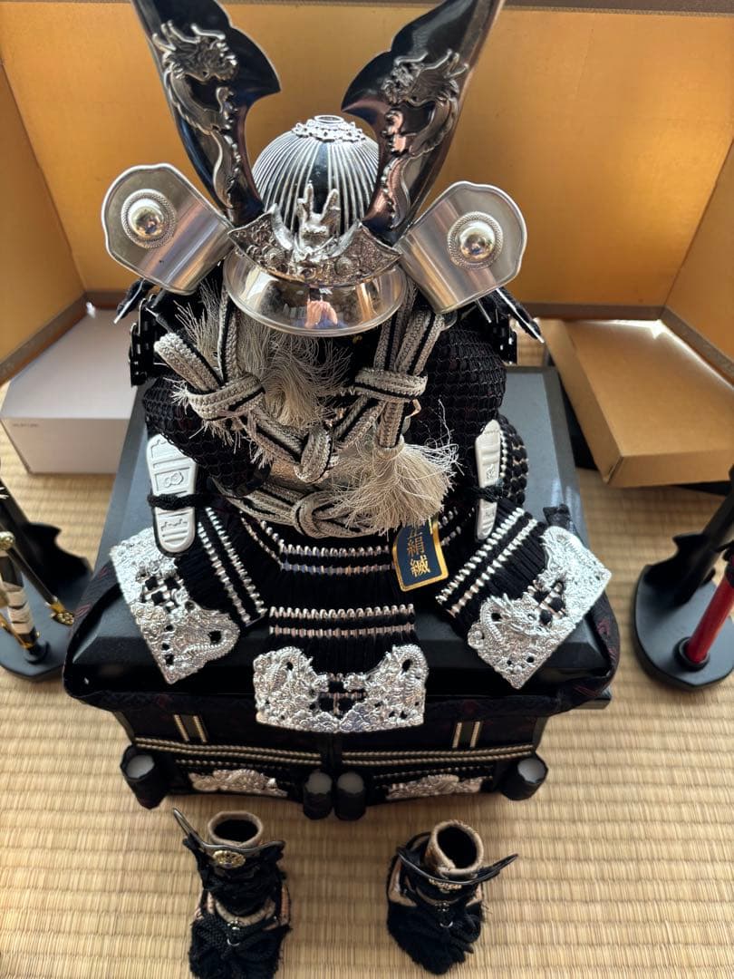 五月人形 武士の鎧飾り 正絹製