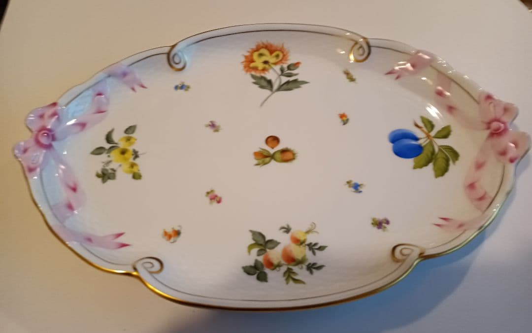 【ヘレンド】　HEREND　フルーツコンポディション　パーティプレート　オーバル