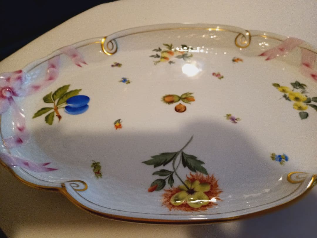 【ヘレンド】　HEREND　フルーツコンポディション　パーティプレート　オーバル