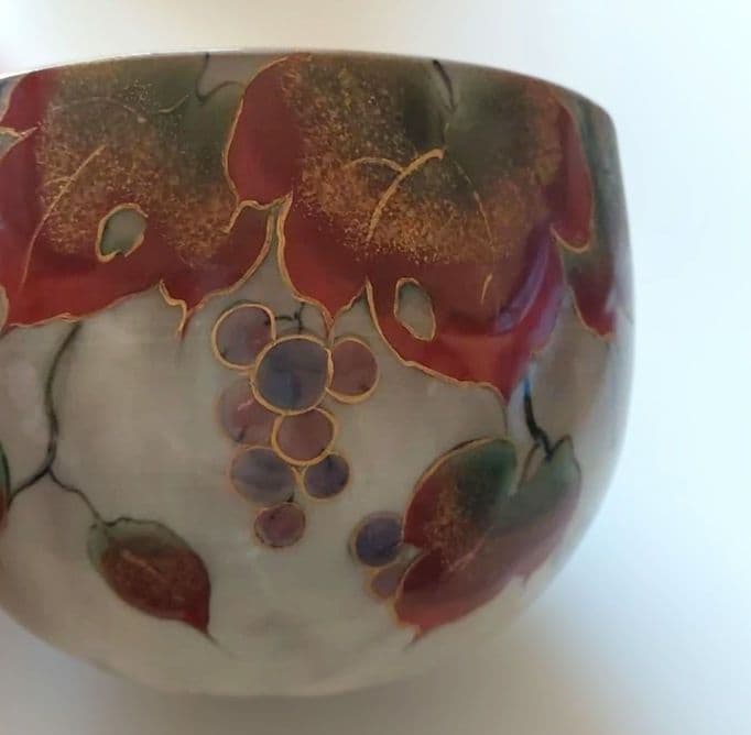 【土渕陶あん】蓋付き　小鉢　山葡萄　撫子　芙蓉