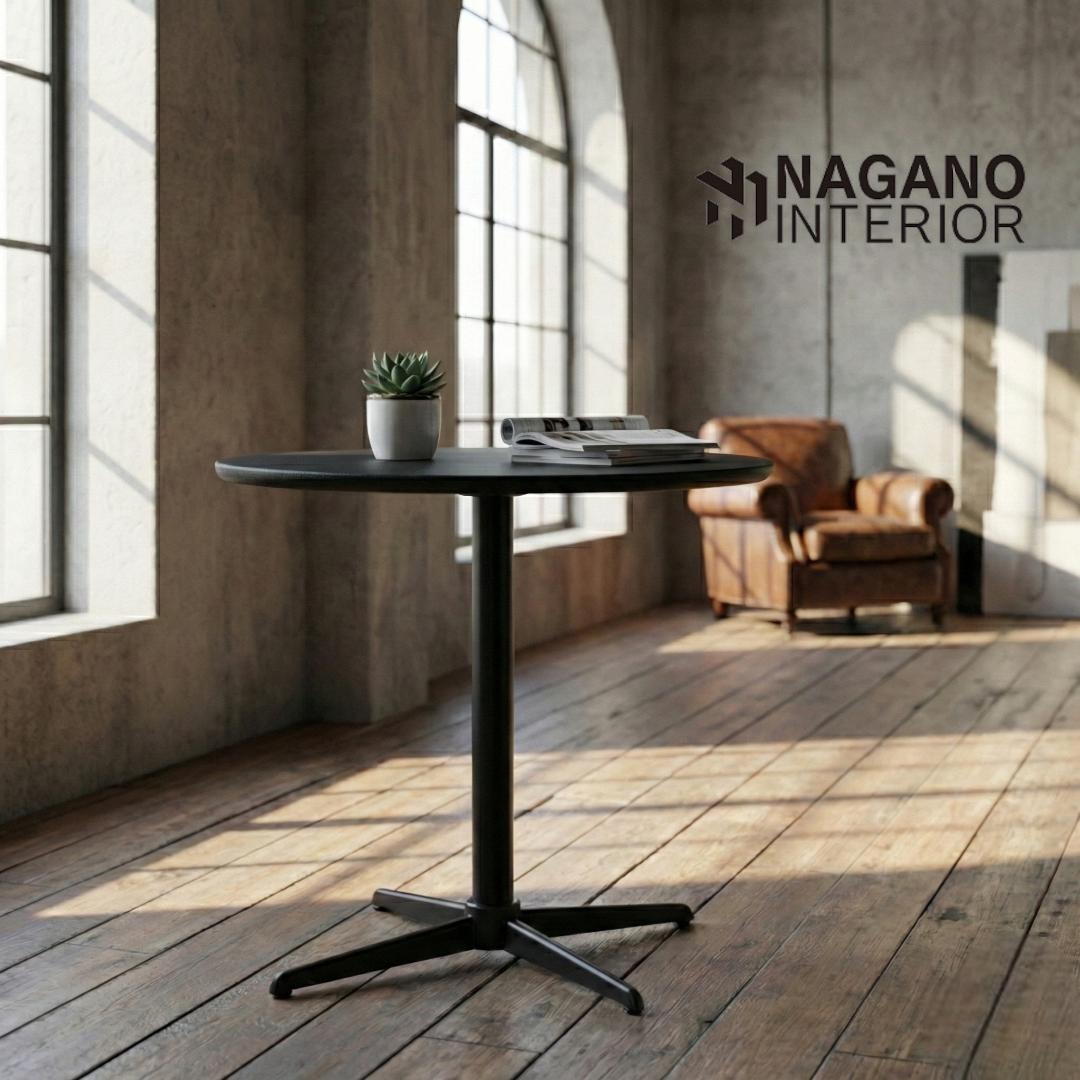 美品 ナガノインテリア レッドオーク材 DT629-3S 円形テーブル 幅75