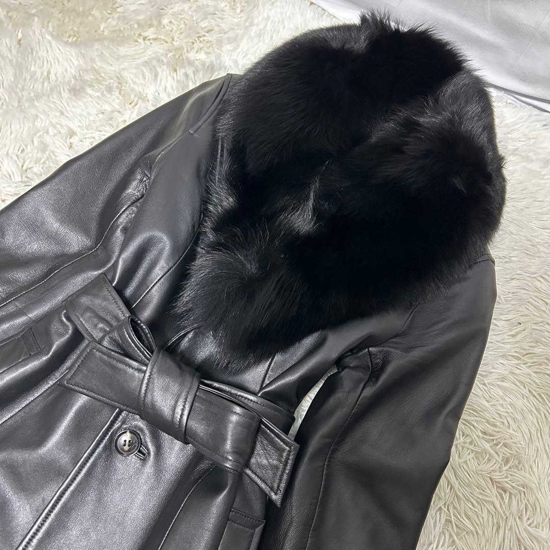 極美品　丈120cm pinky&dianne 羊革　フォックスファー　コート