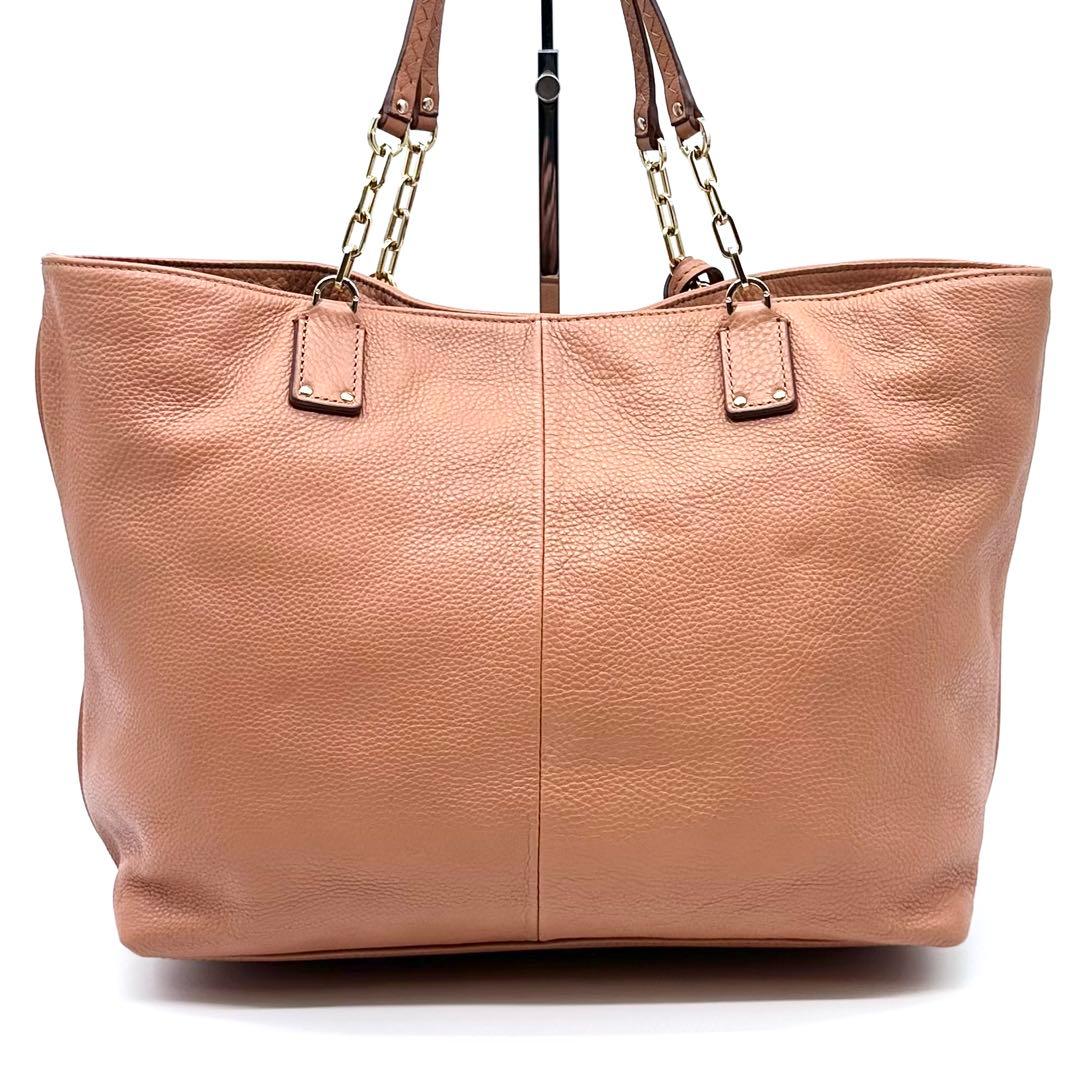 極美品✨トリーバーチ トートバッグ しぼ革 ボンボンチャーム ブラウン系 A4◎