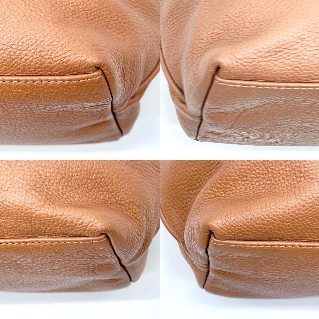 極美品✨トリーバーチ トートバッグ しぼ革 ボンボンチャーム ブラウン系 A4◎