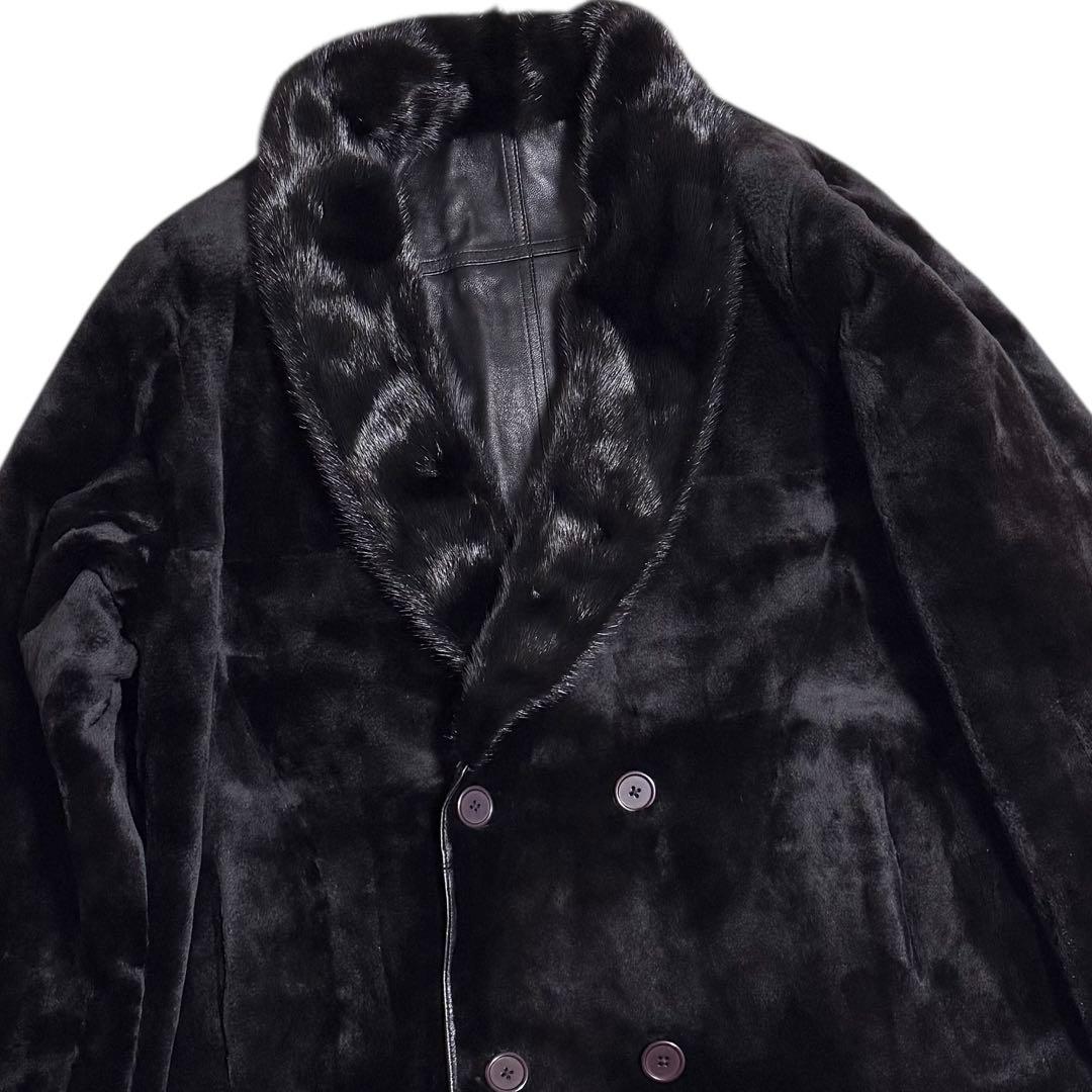 【とち さん】ミンク×レザー ダブルコート リバーシブル 本毛皮 本革 メンズ