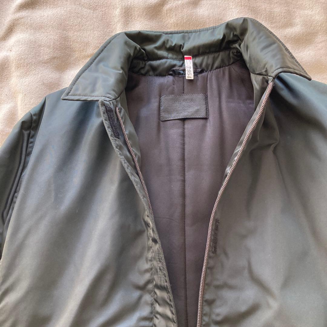 PRADAプラダ中綿ブラックナイロンステンカラーロングコート