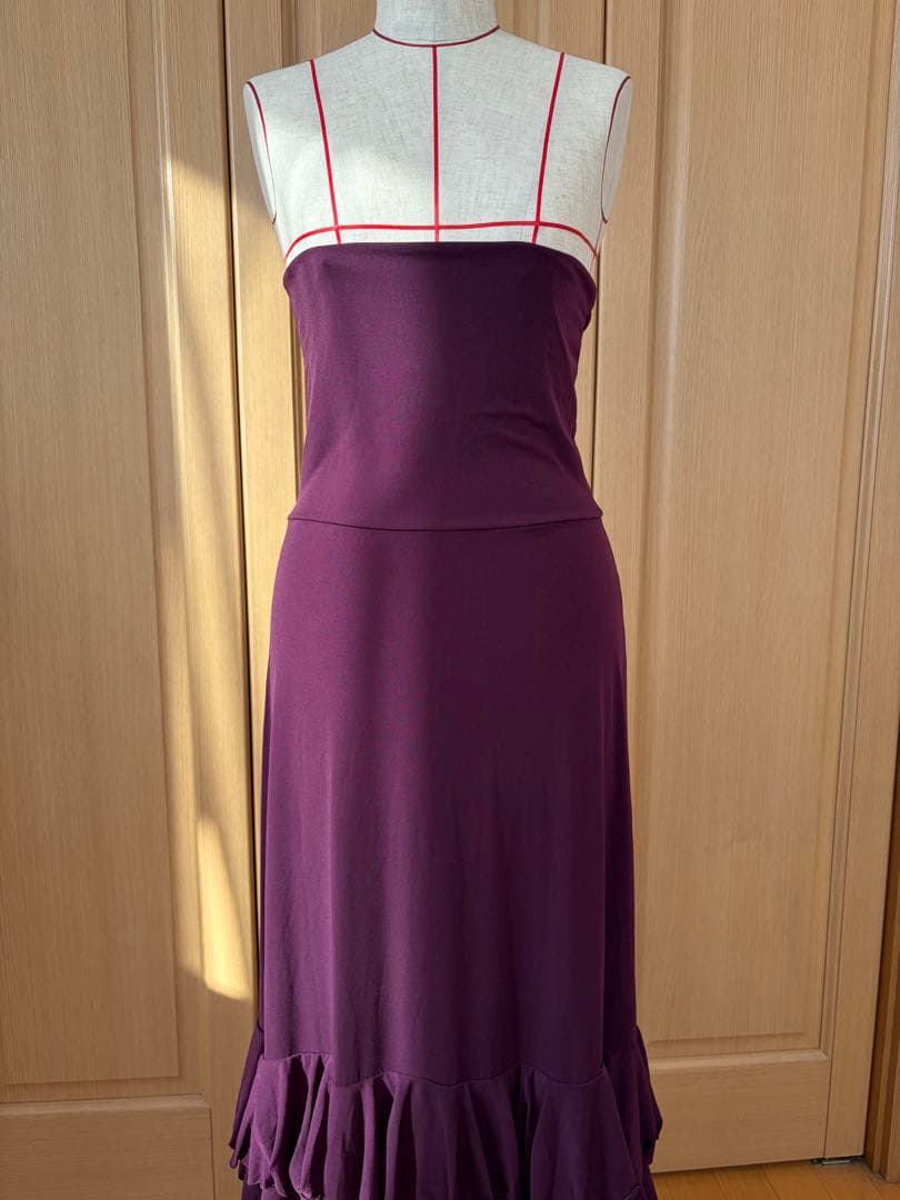 【スペイン製 フラメンコ ファルダ】5段フリル付きハイウエストストレッチスカート