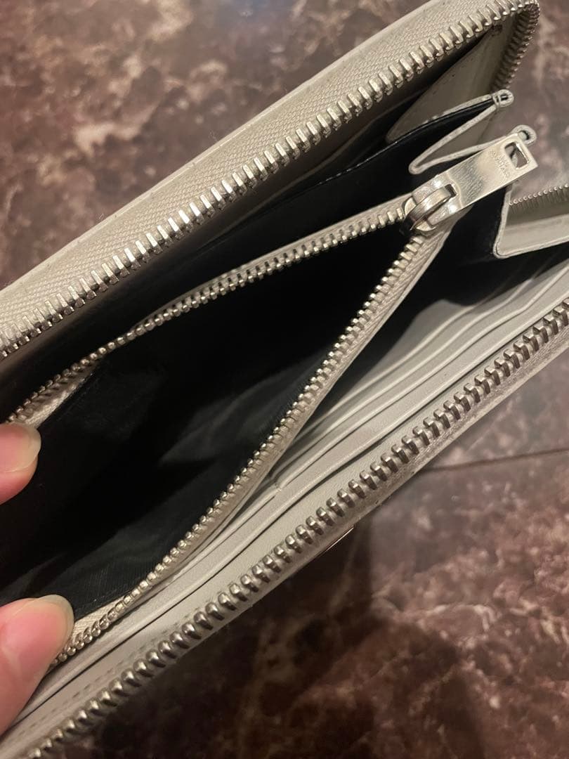 Saint Laurent 財布 サンローラン 長財布 クロコ風 ホワイト