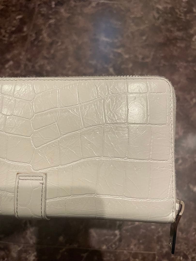 Saint Laurent 財布 サンローラン 長財布 クロコ風 ホワイト