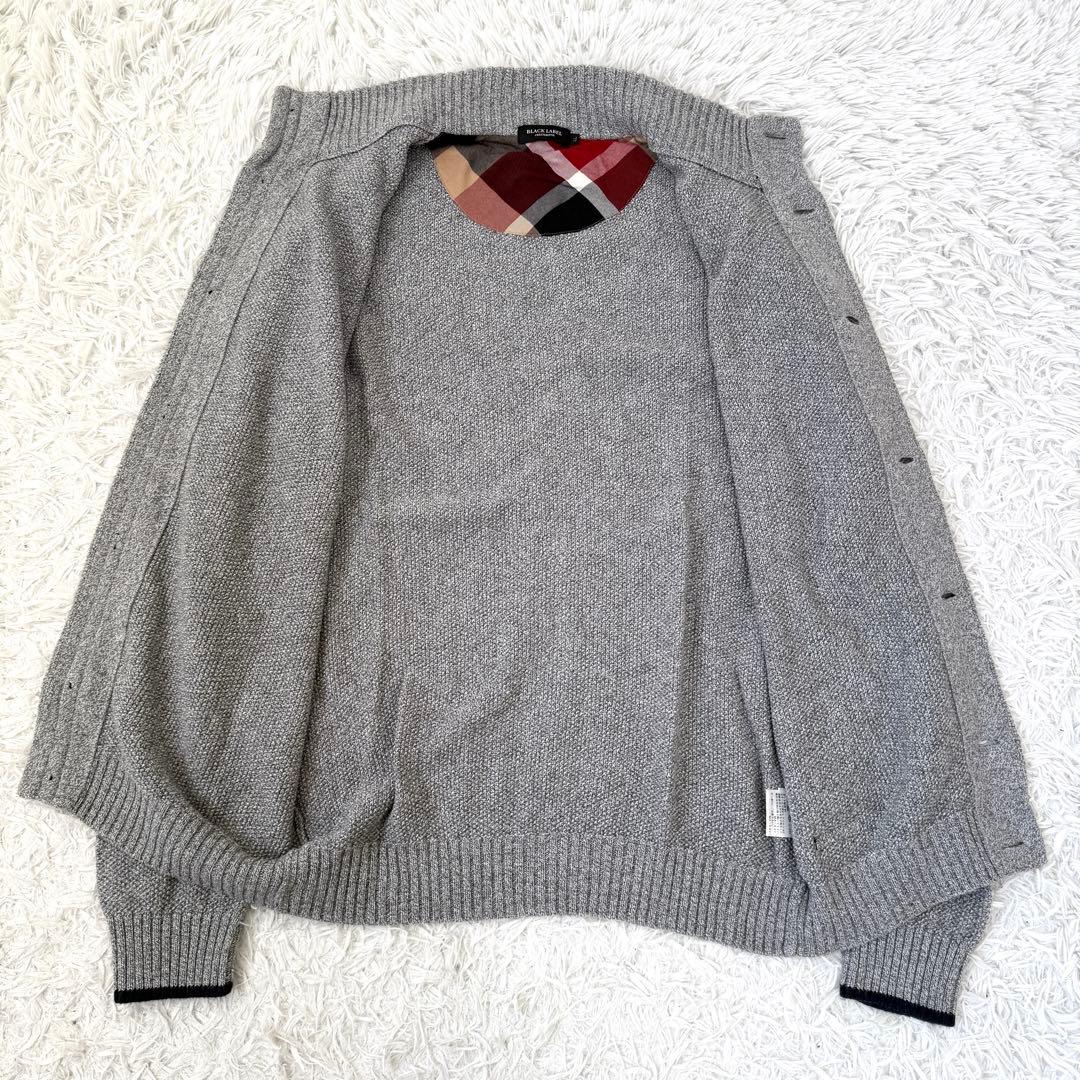 【美品✨】ブラックレーベルクレストブリッジ ニットカーディガン グレー 希少LL