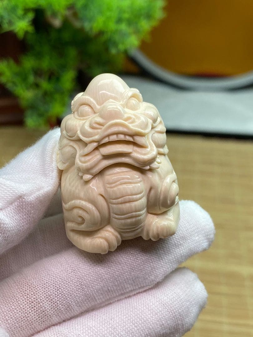 天然マンモス牙精巧な手作り彫刻金運を招く貔貅置物