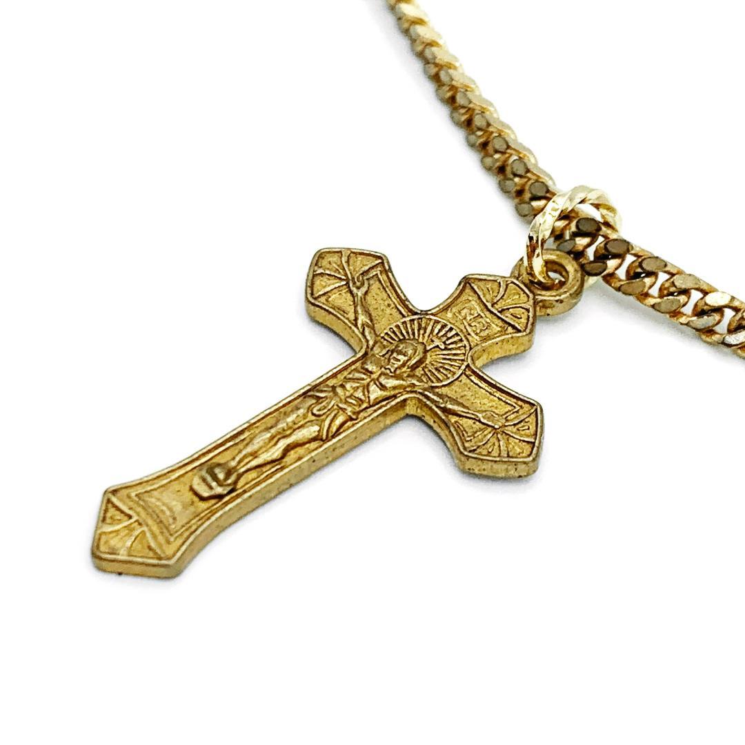 90s vintage ゴールド クロス ネックレス K18 sv925 E20