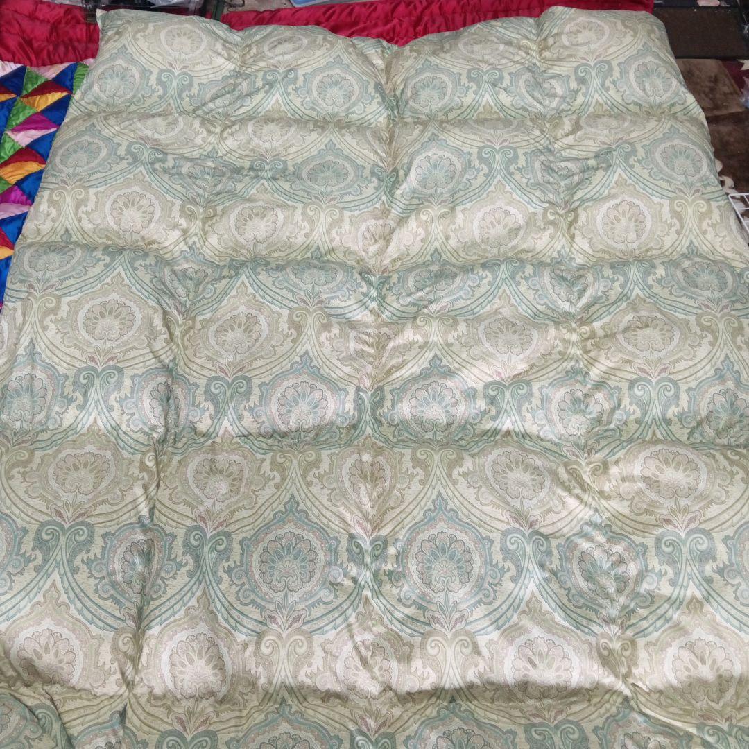 羽毛掛け布団　西川産業 花柄掛 グリーン系シングル　ダウン85%　中羽毛1.1㌔