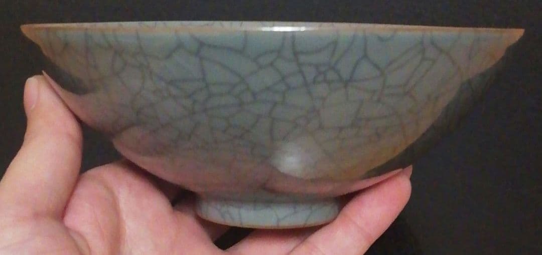 渡辺俊直作　郊檀窯　青磁　茶碗　共箱　略歴付　茶道具