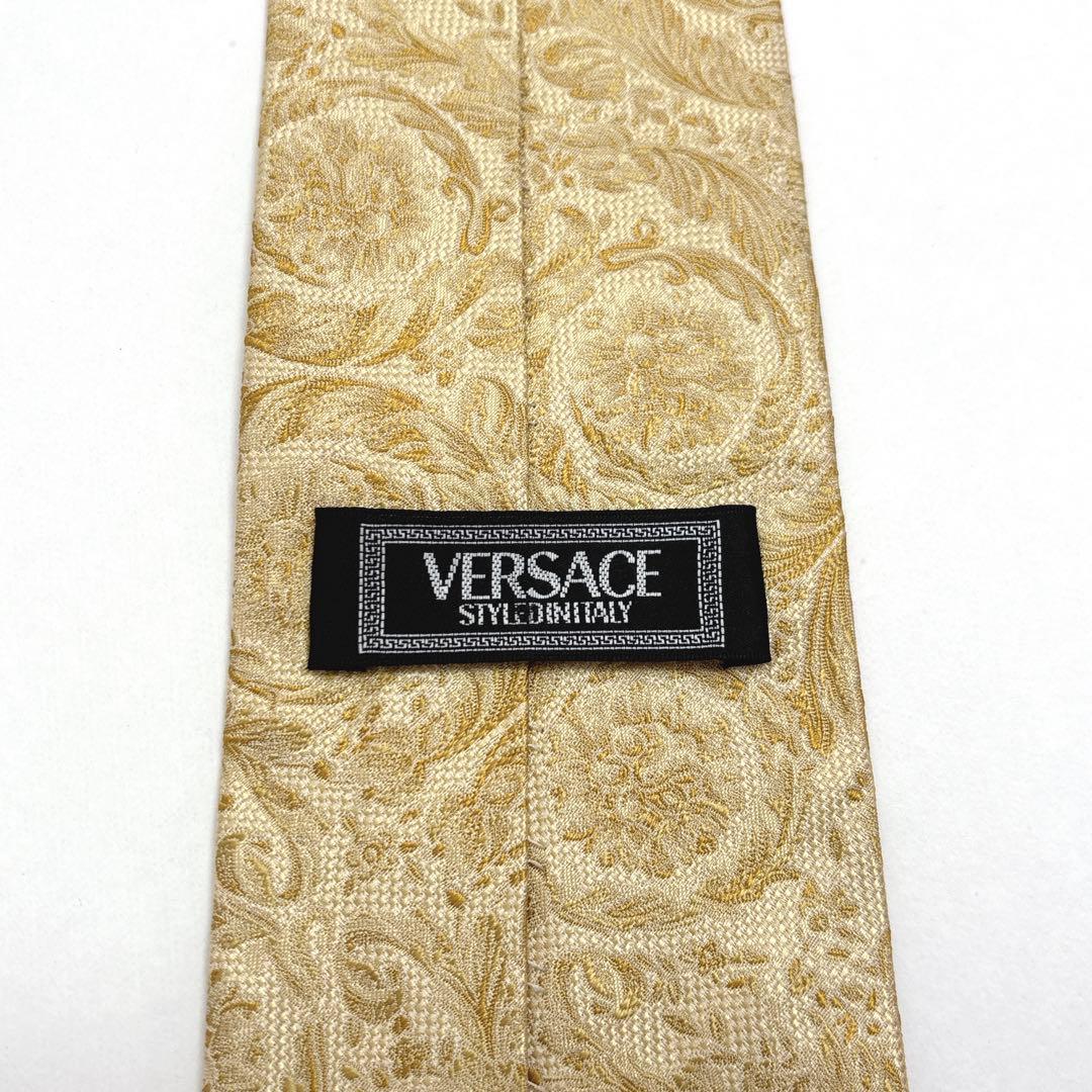 ヴェルサーチ ネクタイ シルク バロック 刺繍 ジャカード ゴールド 美品