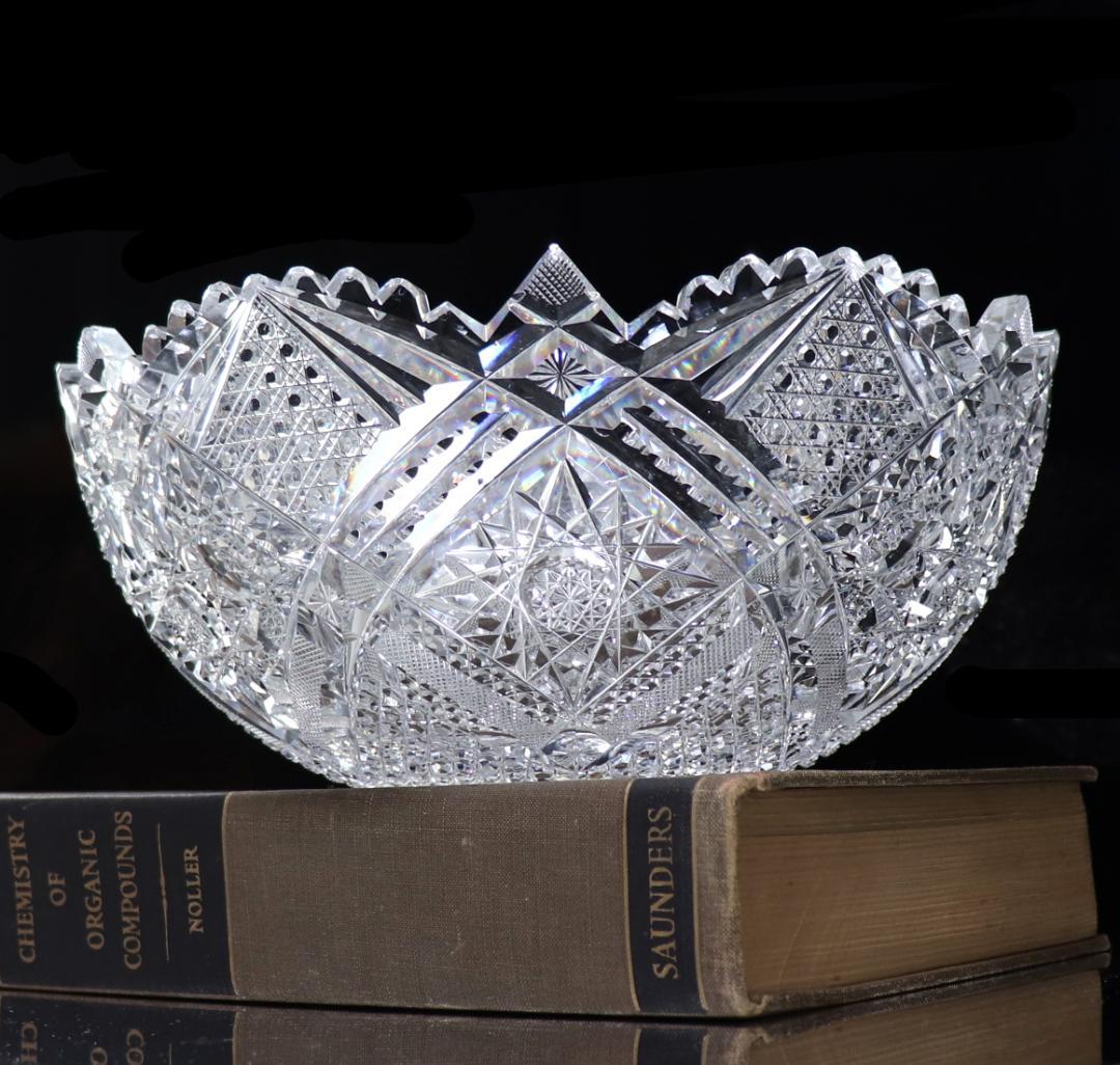 オールド・バカラ ギヤマン切子器物 鉢 大型 2.2kg ボウル 春海商店