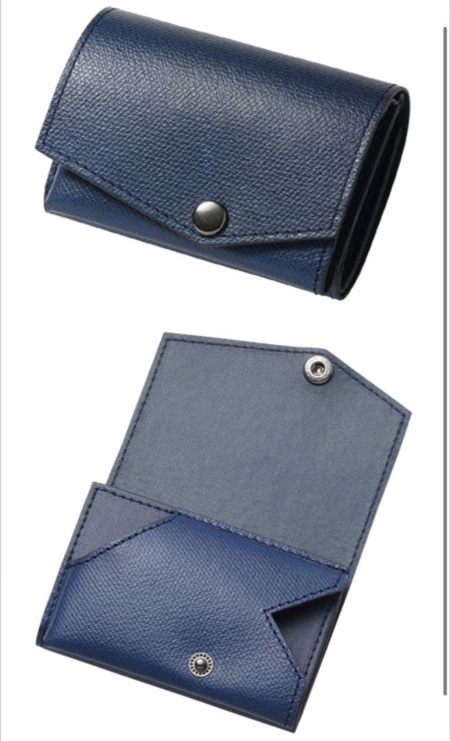 ネイビー レザー 三つ折り財布