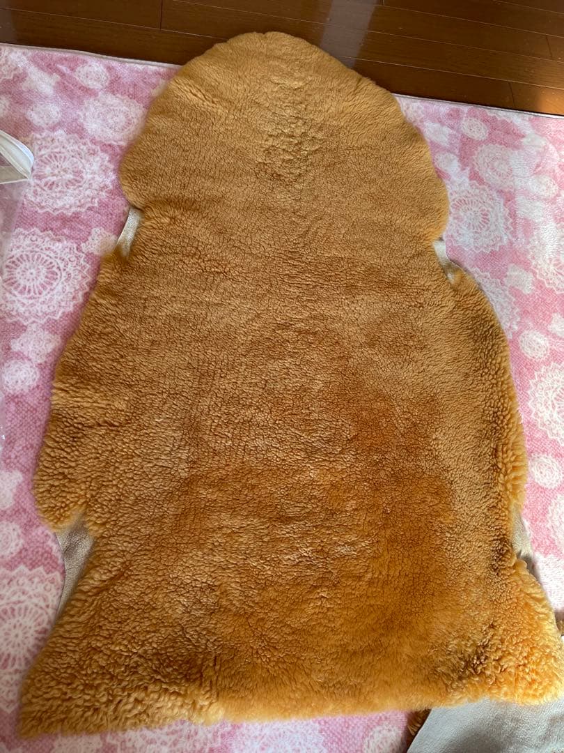 天然ムートンファー☆　4枚組　オレンジ系