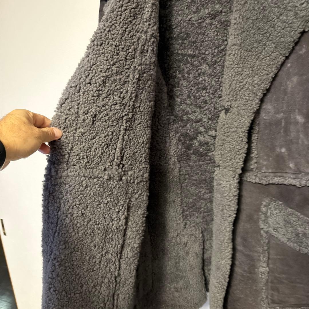 イブサンローラン　シープスキン ムートンジャケット ダークグレー