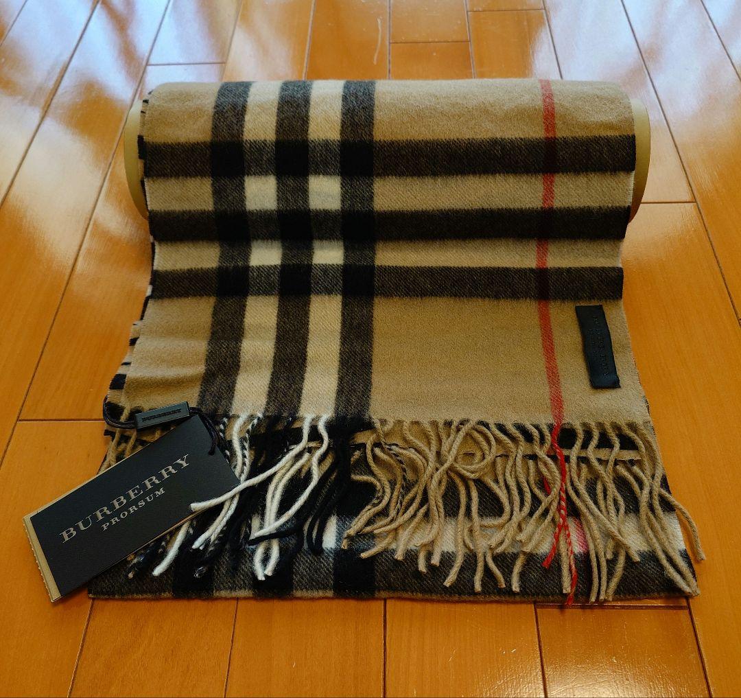 新品 BURBERRY マフラー リバーシブル ベージュカシミヤ100%