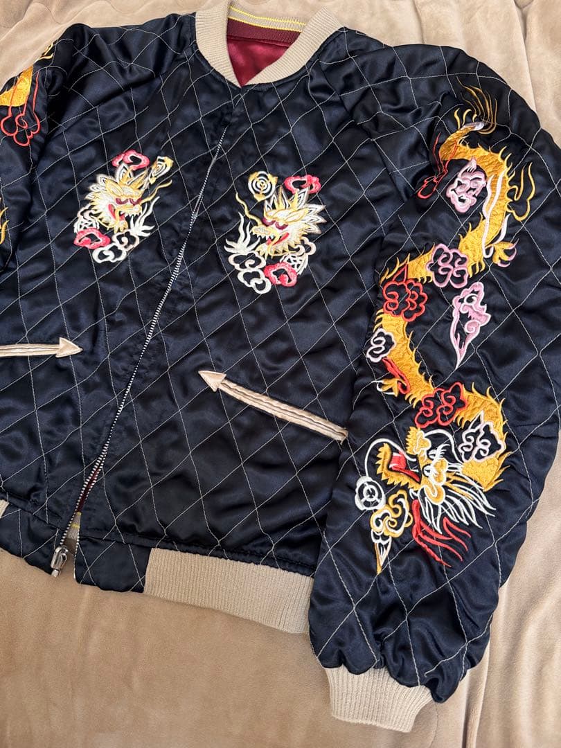 美品 ２面用 90s vintage 鷲龍 東洋 日本限定 スカジャン サテン