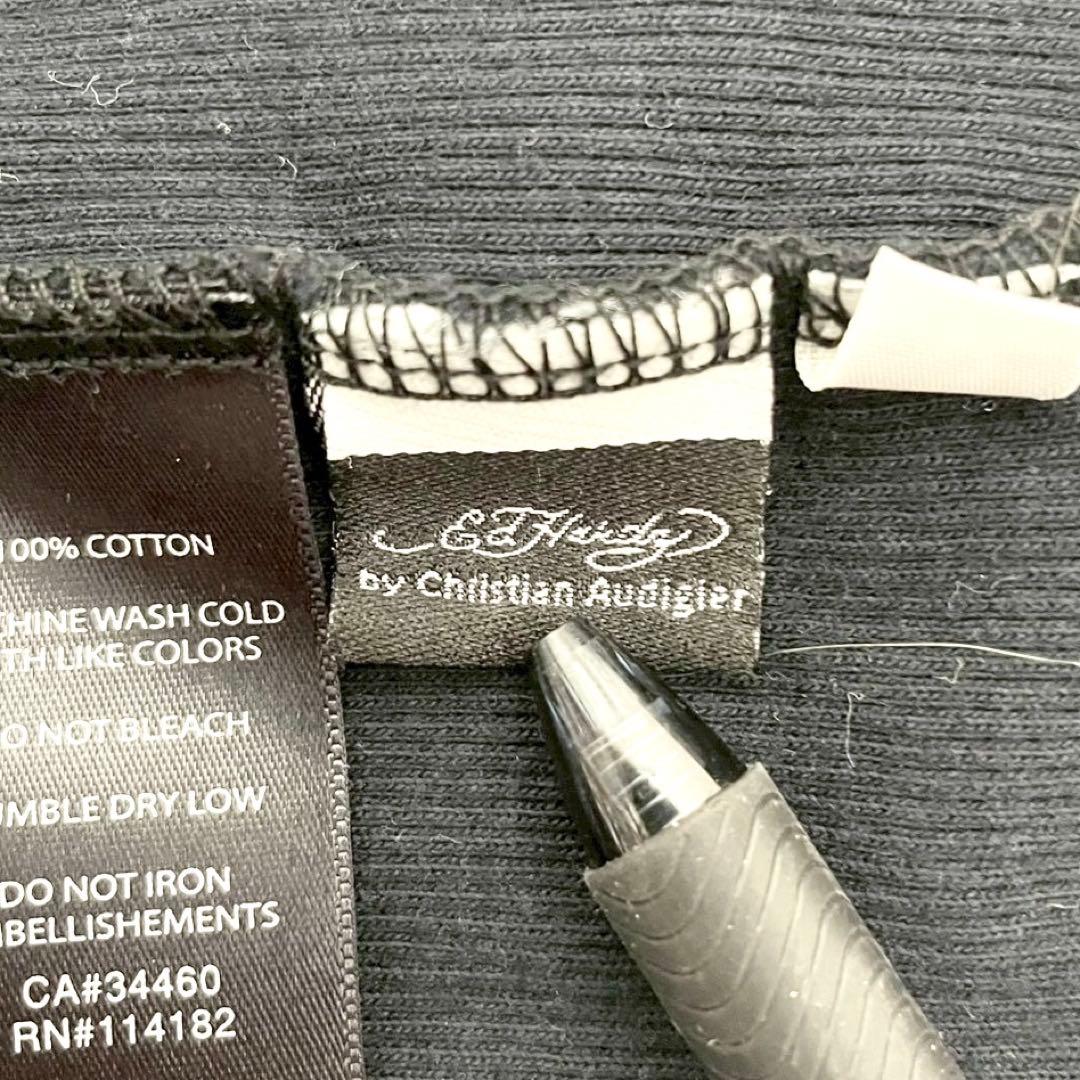 y2k❤️ 00s Ed Hardy スカル 両面ロゴ リブ タンクトップ