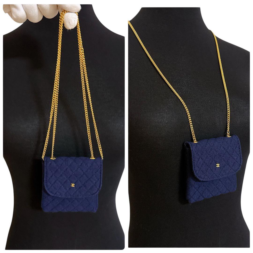 シャネル コットンキャンバス マトラッセ ココマーク チェーンショルダー ポーチ