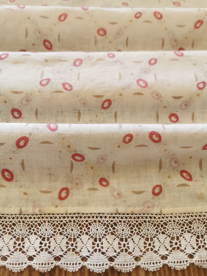 アンティーク トレリスローズ花柄フレンチファブリック レース装飾カーテンパネル