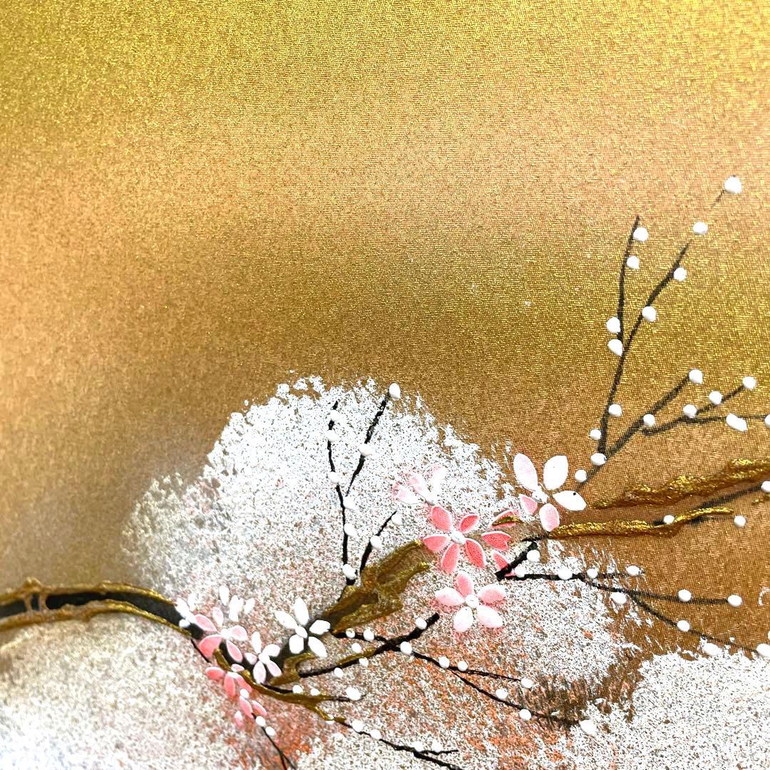 雛人形　桃の節句　桜の三つ折り屏風 雛祭り用　手書き小米桜