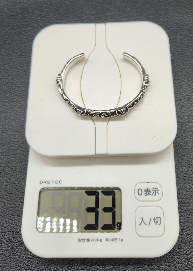 silver925 ブレスレット バングル クロス 唐草 刻印 サイズ調整 刻印