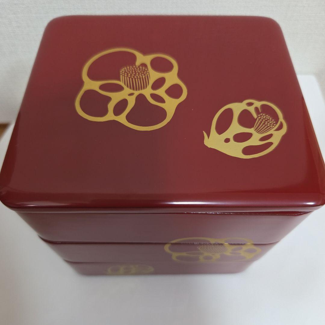 川連漆器　三段お重(姫重)　椿柄