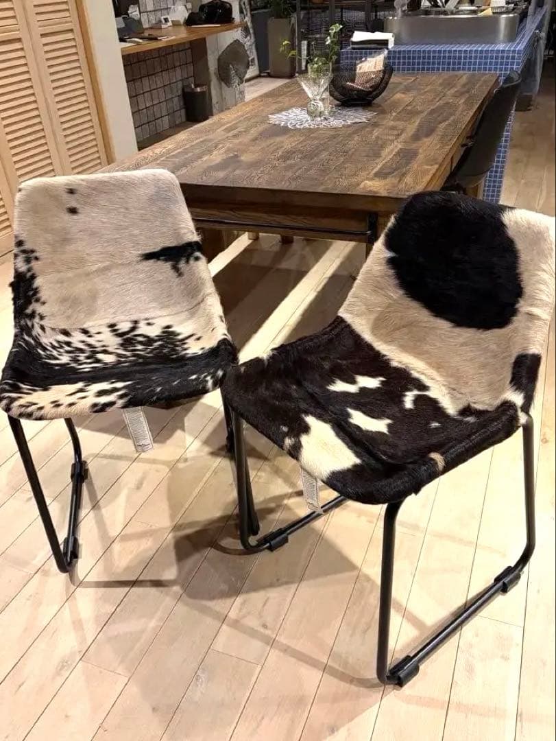 牛革ハラコの椅子2脚セット！最終値下げ