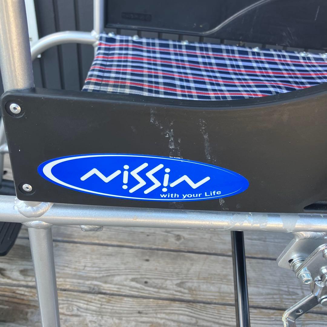 日進医療器 NISSIN 介助用車椅子 自走式 折りたたみ式 介護 チェック柄