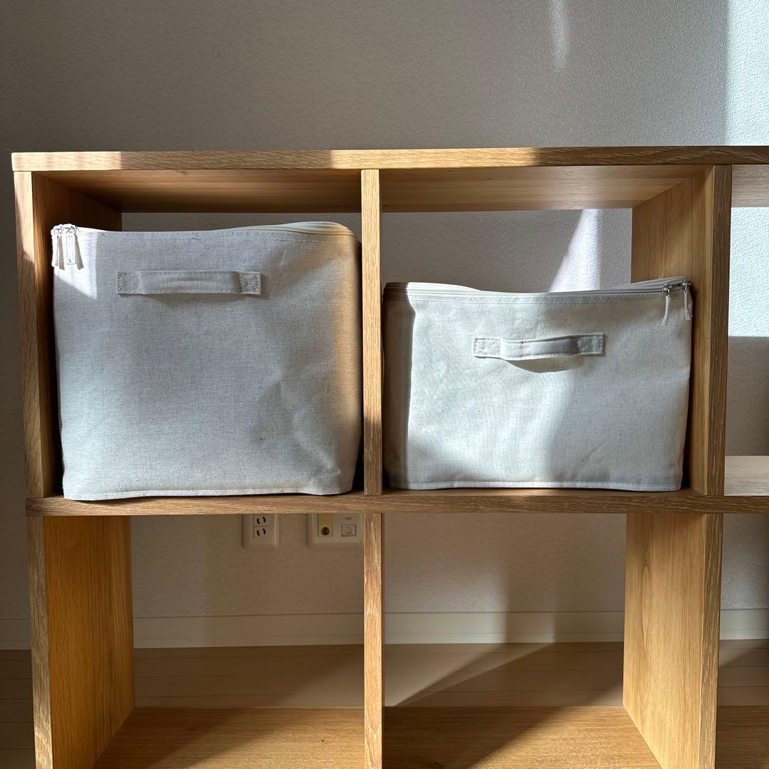 無印良品スタッキングシェルフ　オーク材 ５段×２列・オーク材 コの字棚２個付