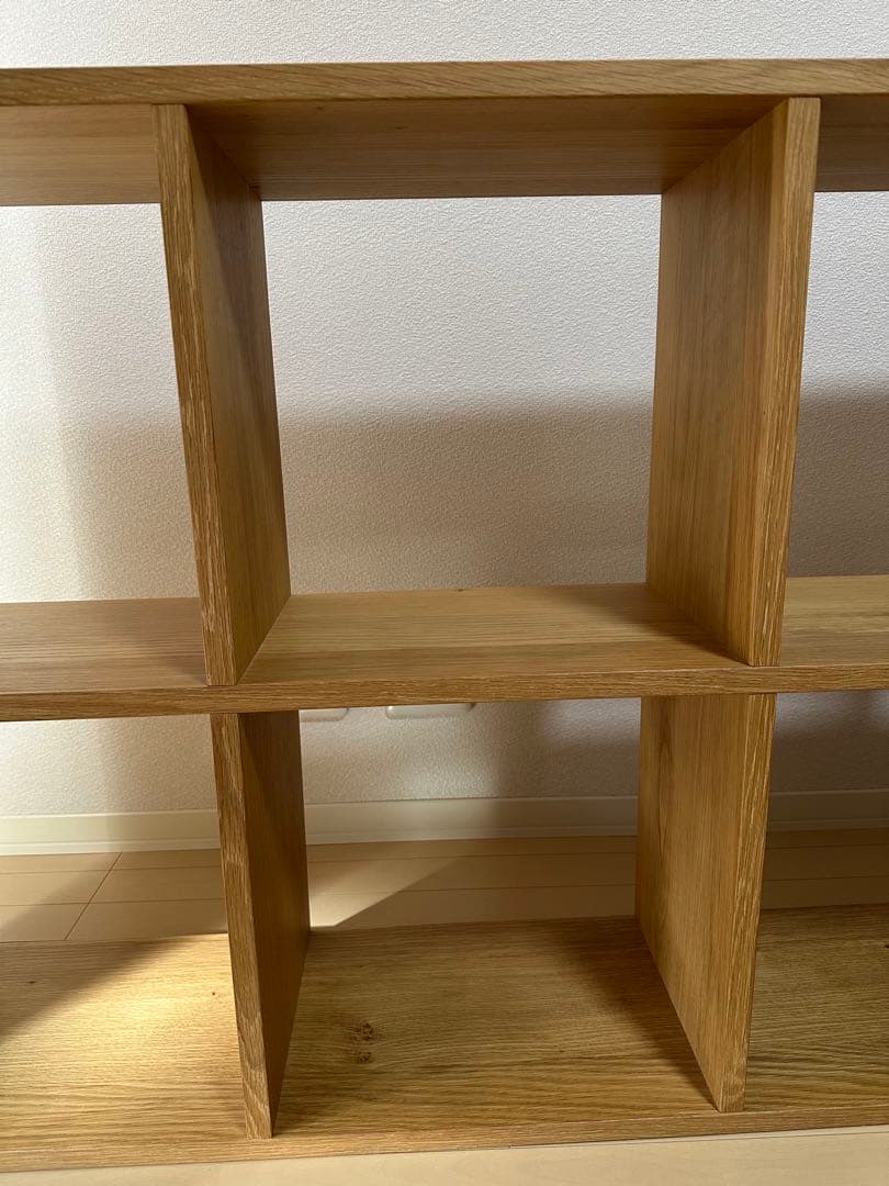 無印良品スタッキングシェルフ　オーク材 ５段×２列・オーク材 コの字棚２個付