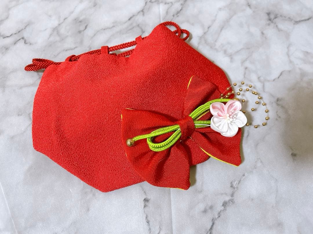 本格正絹総絞り♡七五三　3歳　女の子　セット　一式　赤系