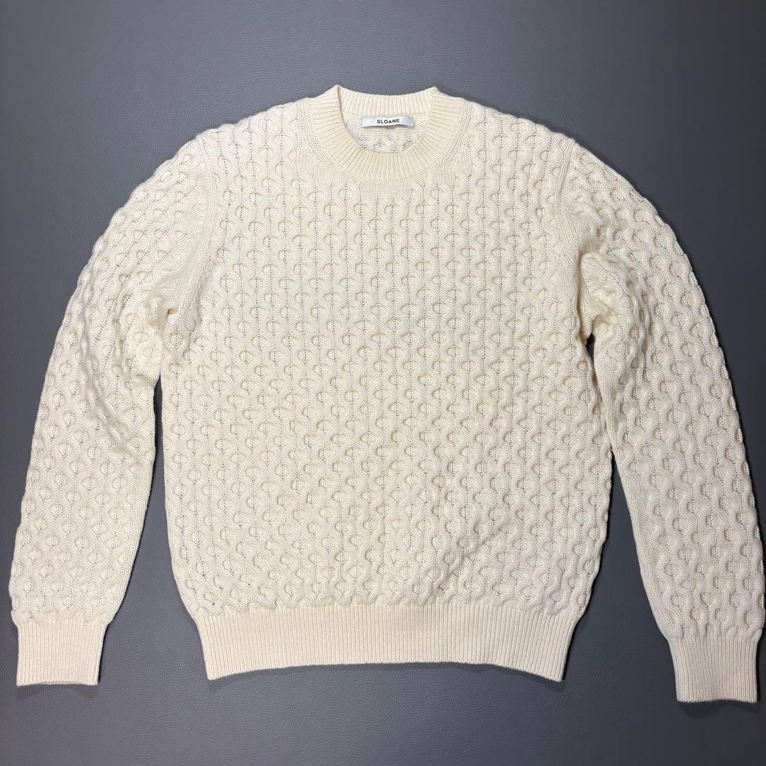 SLOANE カシミヤ ハニカム ケーブル クルーネック ニット セーター