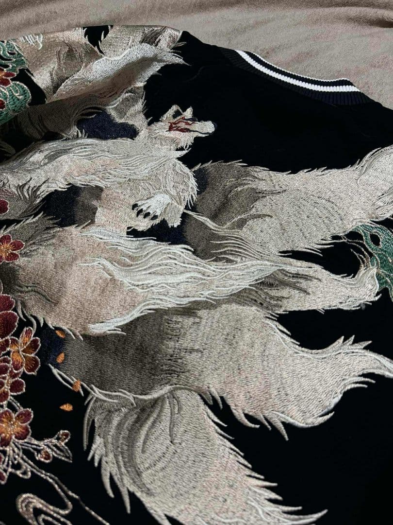 未使用 別珍 キツネ 桜 SKAJAN 日本スカジャン unisex 美品