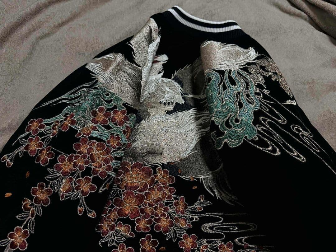 未使用 別珍 キツネ 桜 SKAJAN 日本スカジャン unisex 美品